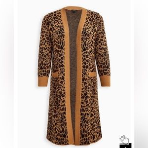 TORRID leopard print duster open front sweater size 00